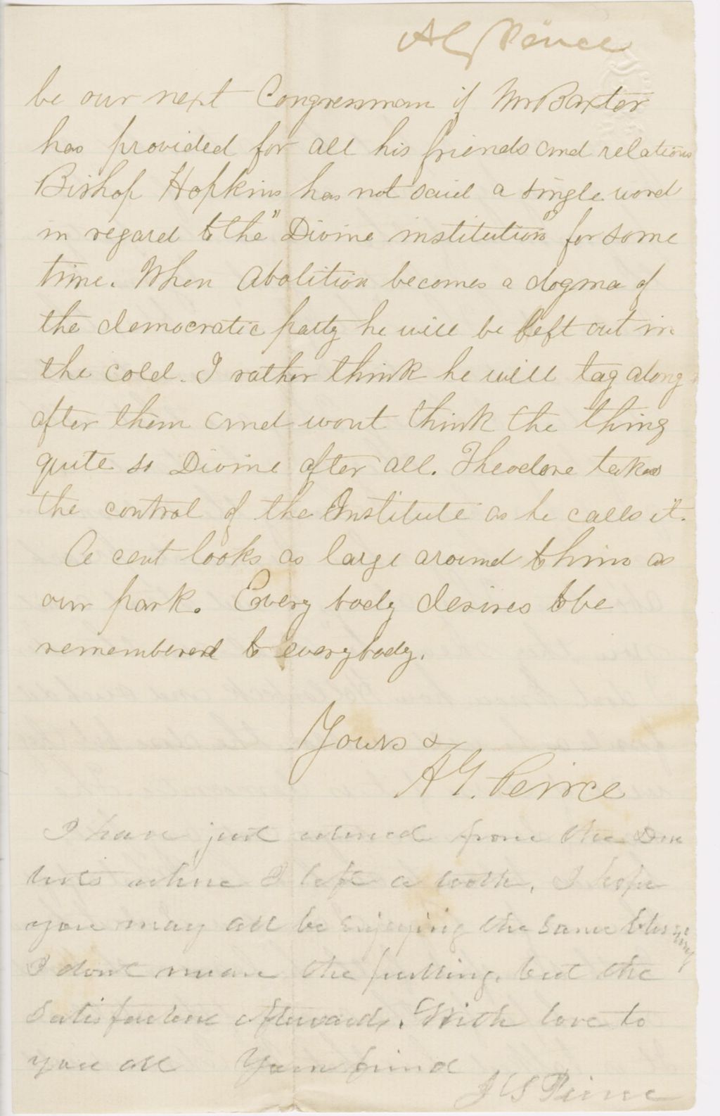 Miniature of Letter from ALBERT G. PEIRCE to GEORGE PERKINS MARSH, dated March 12, 1864.