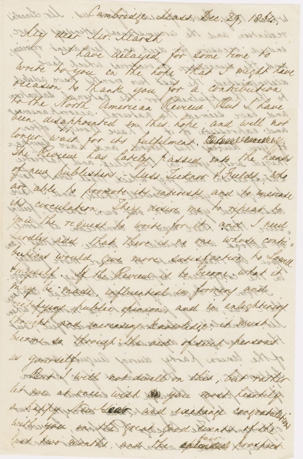 Miniature of Letter from CHARLES ELIOT NORTON to GEORGE PERKINS MARSH, dated December 29, 1864.