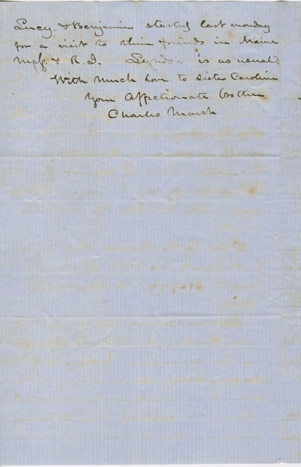 Miniature of Letter from CHARLES MARSH to GEORGE PERKINS MARSH, dated August 23, 1858.