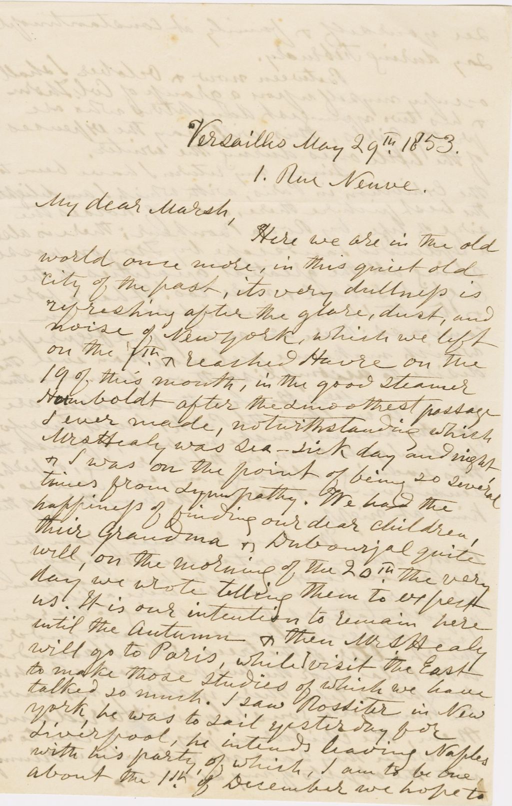 Miniature of Letter from G. P. A. HEALY to GEORGE PERKINS MARSH, dated May 29, 1853.