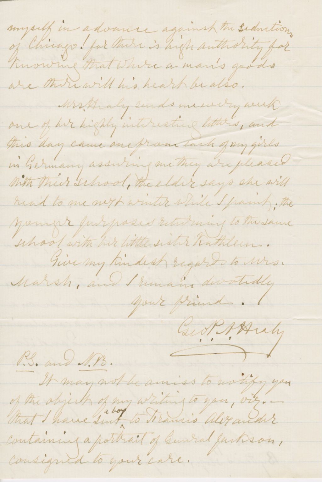 Miniature of Letter from G. P. A. HEALY to GEORGE PERKINS MARSH, dated May 2, 1868.