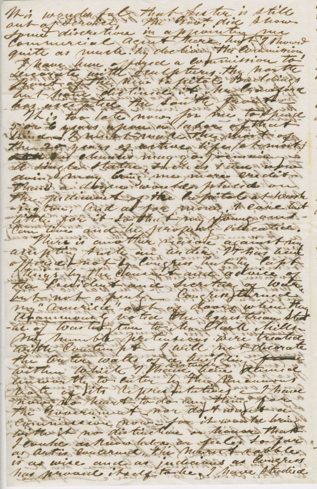 Miniature of Letter from HIRAM POWERS to GEORGE PERKINS MARSH, dated February 15, 1854.