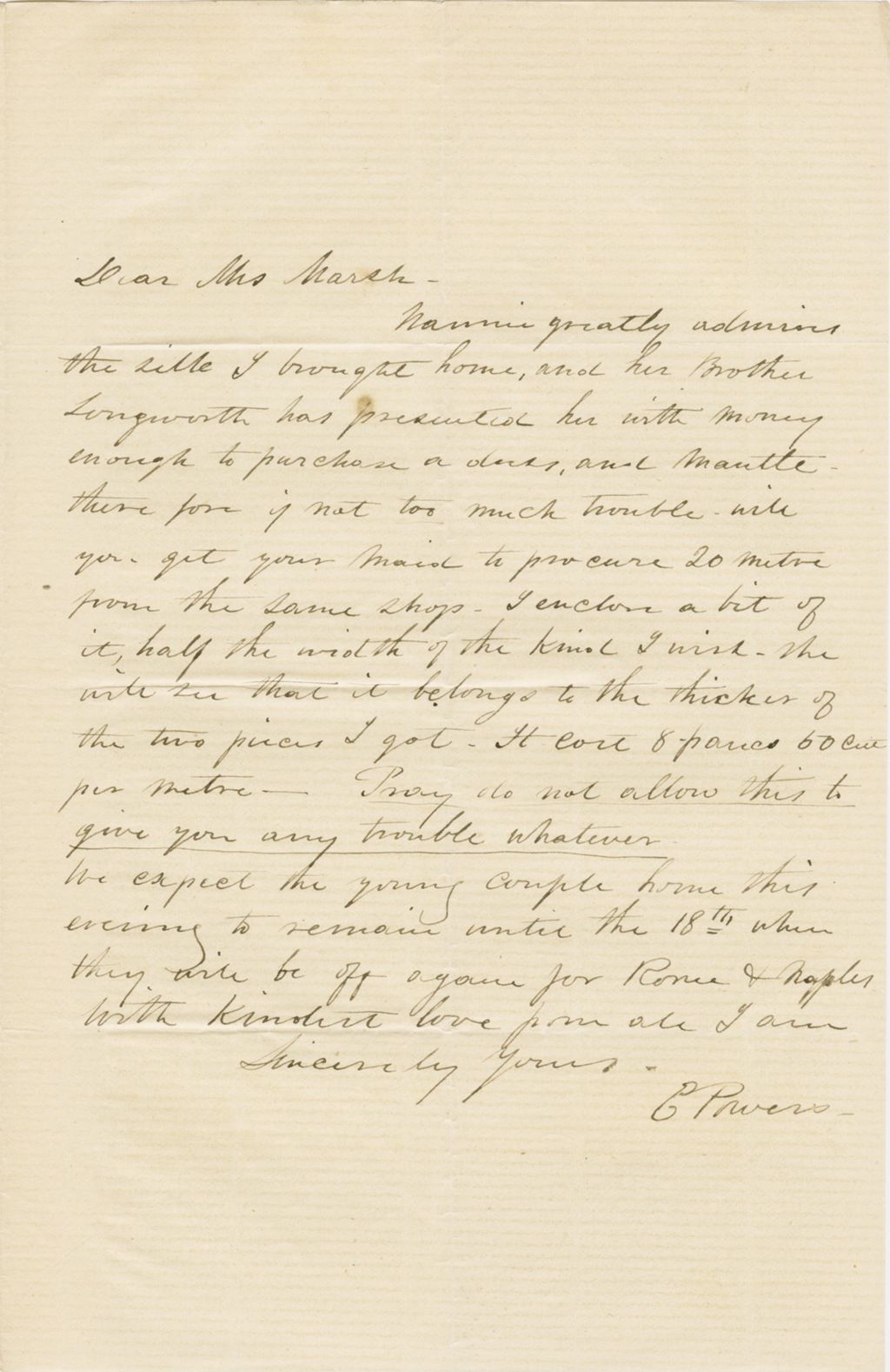 Miniature of Letter from HIRAM POWERS to GEORGE PERKINS MARSH, dated April 7, 1862.