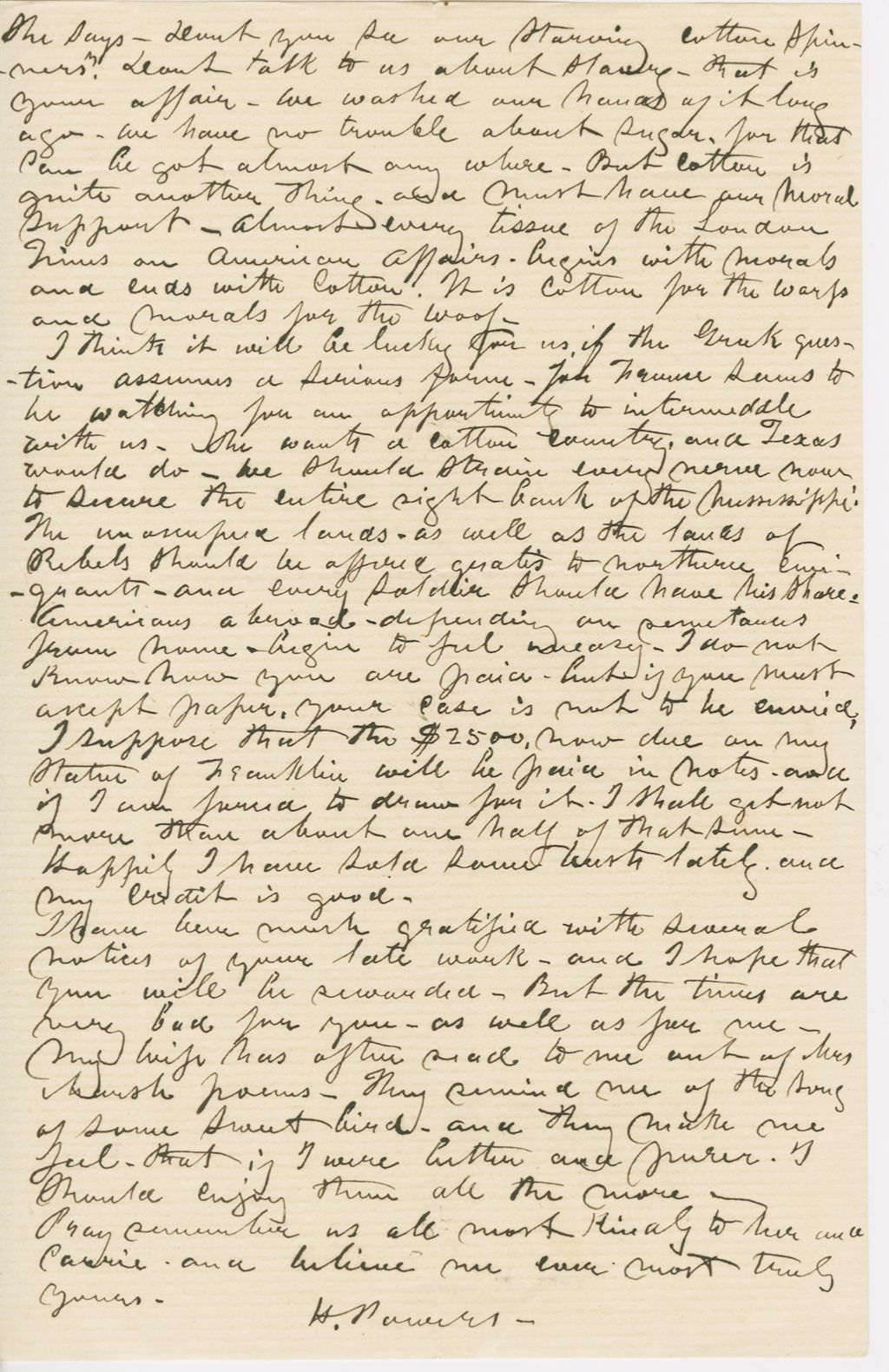 Miniature of Letter from HIRAM POWERS to GEORGE PERKINS MARSH, dated December 1, 1862.