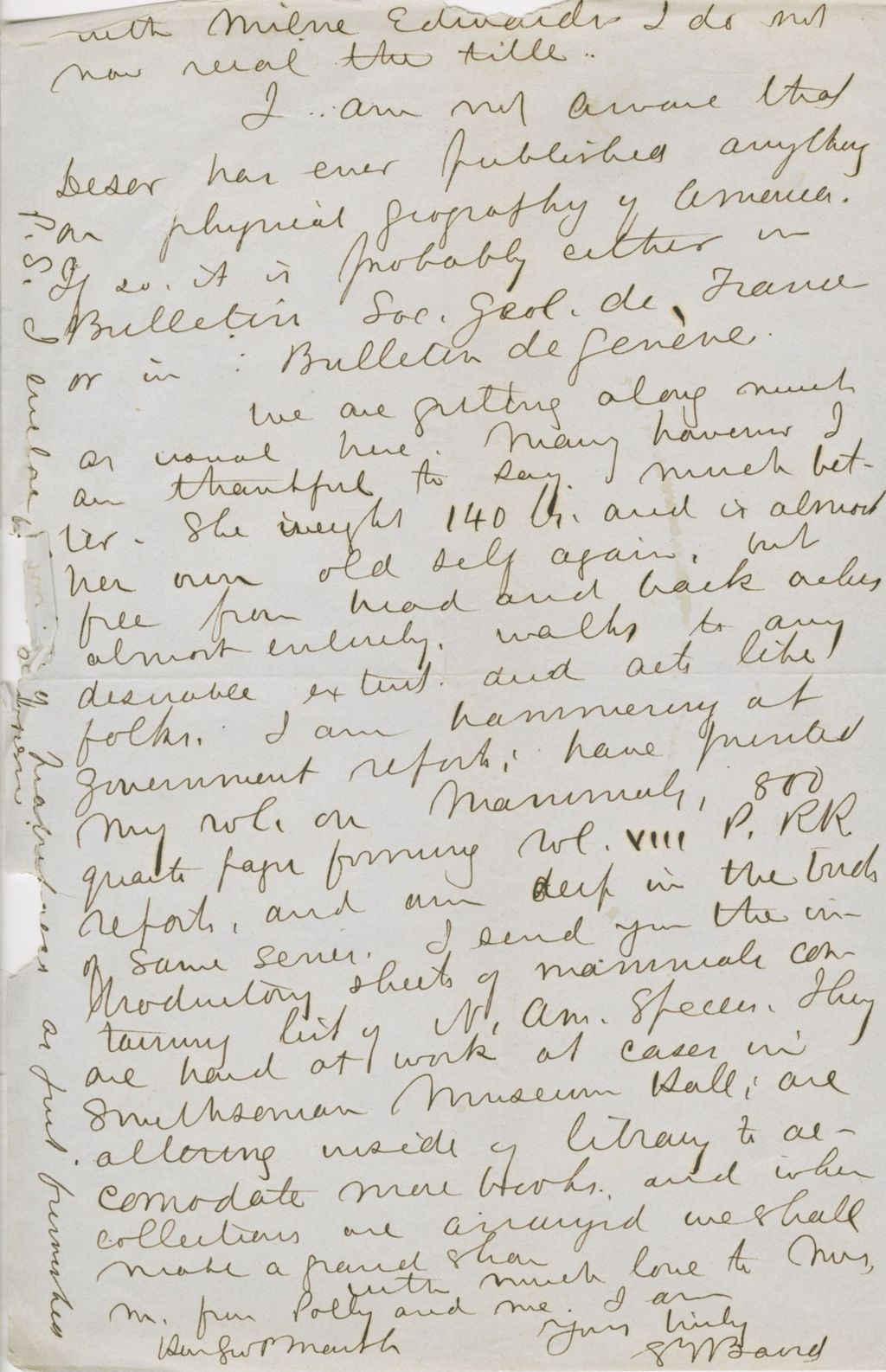 Miniature of Letter from SPENCER FULLERTON BAIRD to GEORGE PERKINS MARSH, dated November 8, 1857.