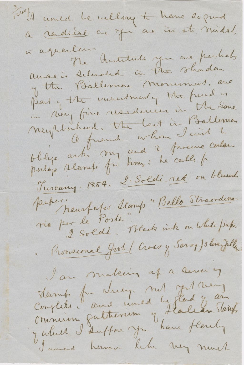 Miniature of Letter from SPENCER FULLERTON BAIRD to GEORGE PERKINS MARSH, dated January 6, 1867.