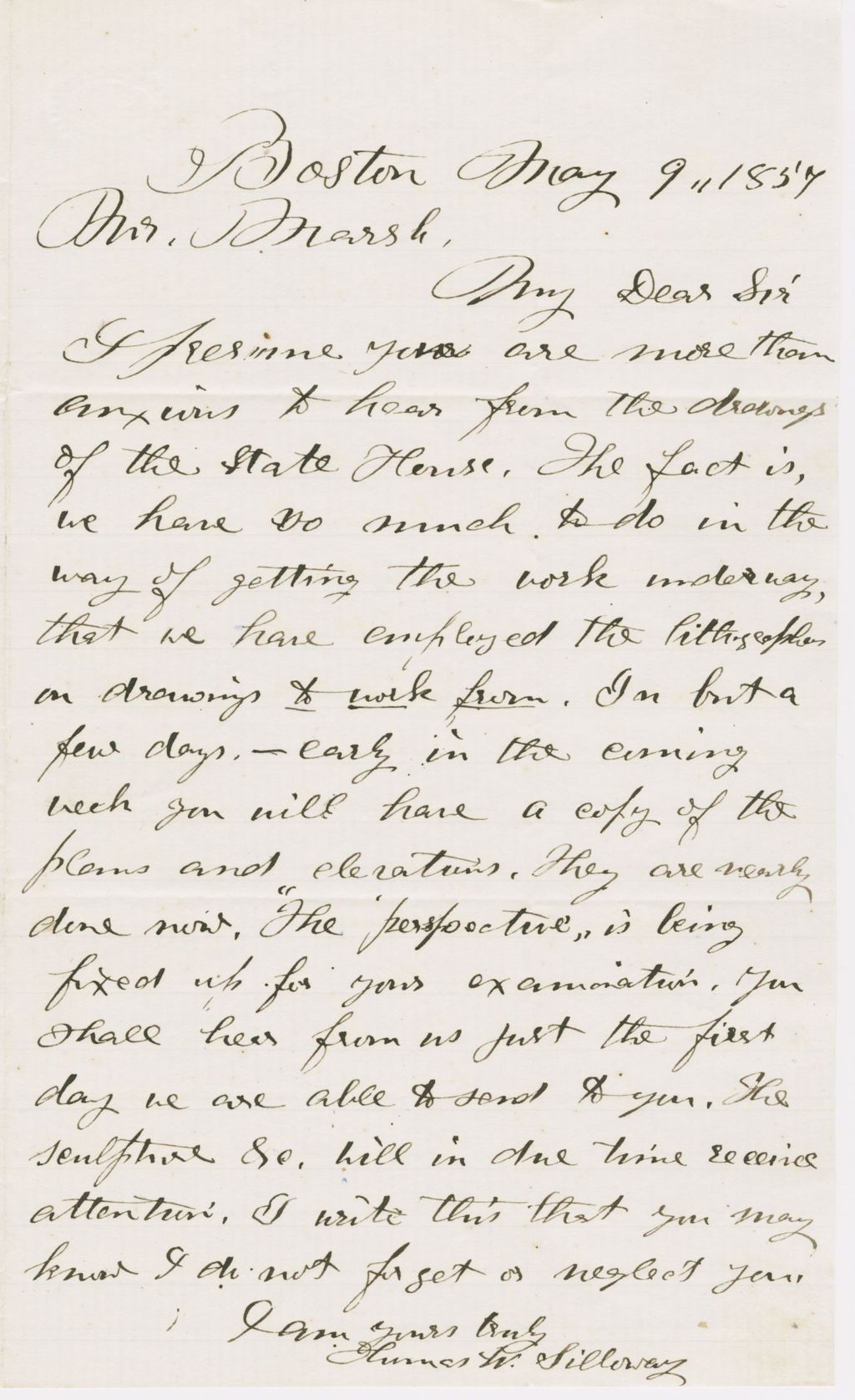 Miniature of Letter from THOMAS WILLIAM SILLOWAY to GEORGE PERKINS MARSH, dated May 9, 1857.