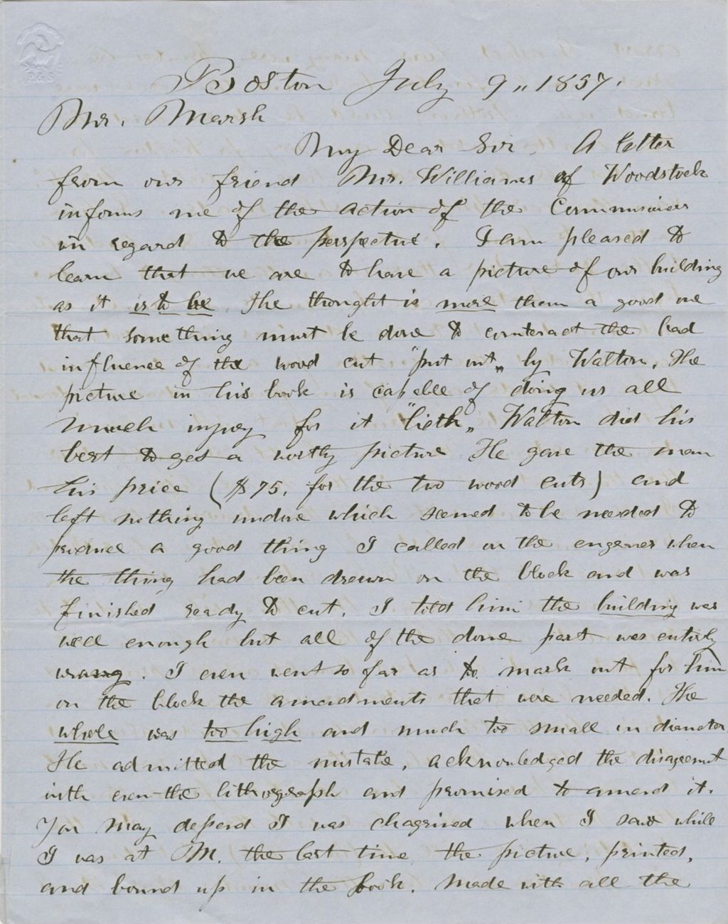 Miniature of Letter from THOMAS WILLIAM SILLOWAY to GEORGE PERKINS MARSH, dated July 9, 1857.