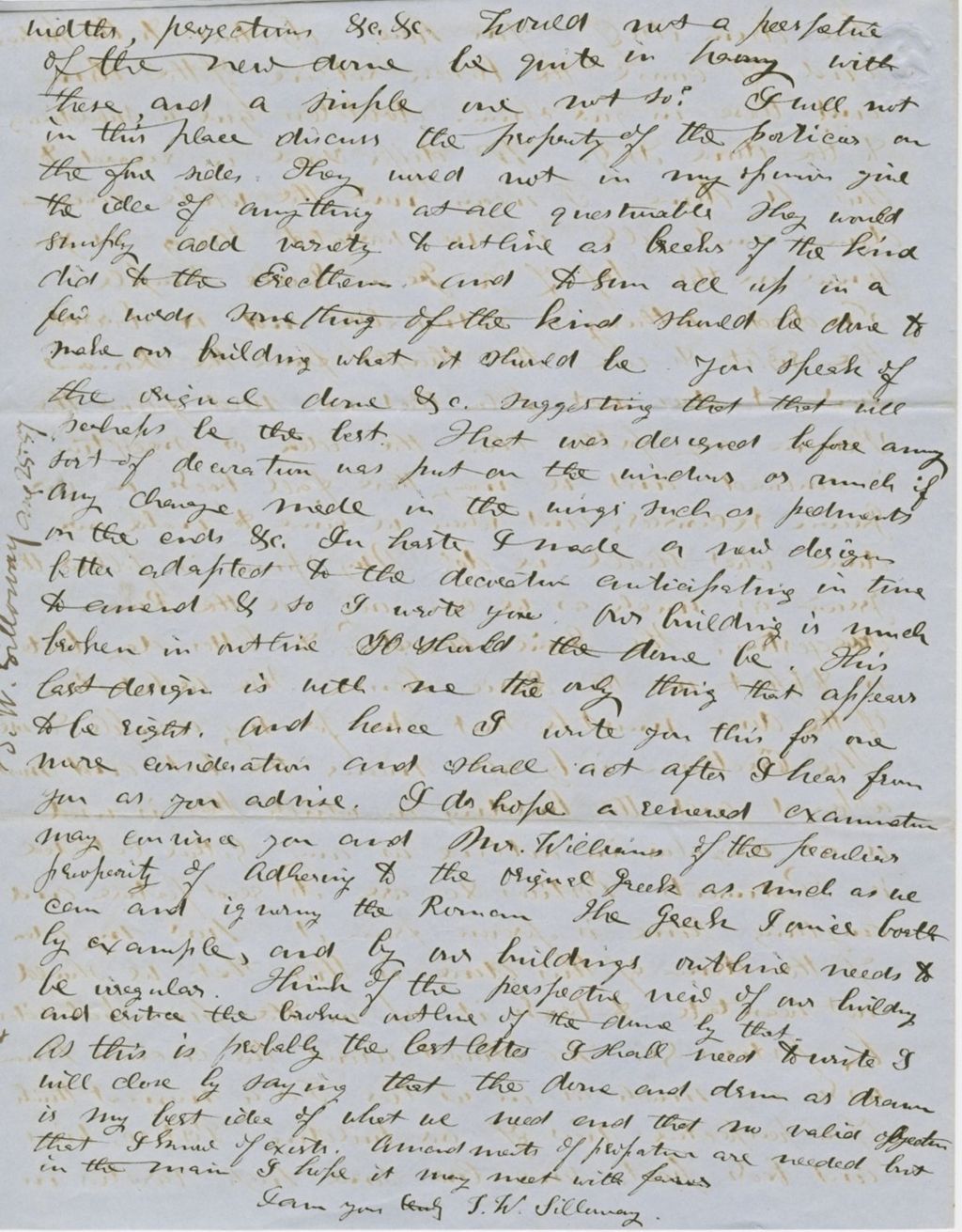 Miniature of Letter from THOMAS WILLIAM SILLOWAY to GEORGE PERKINS MARSH, dated August 25, 1857.