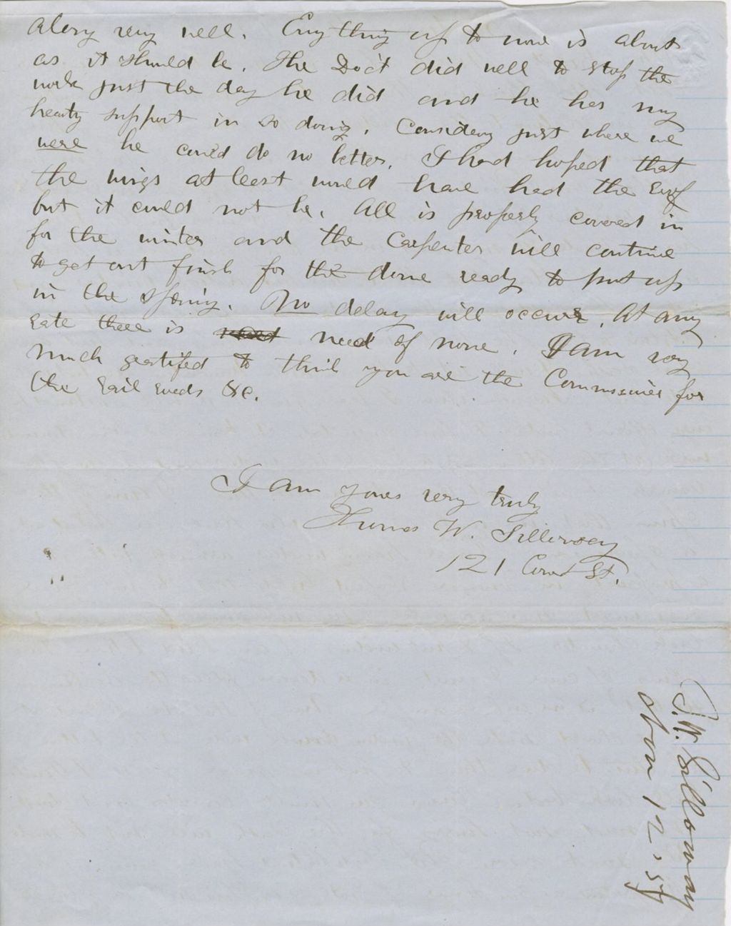 Miniature of Letter from THOMAS WILLIAM SILLOWAY to GEORGE PERKINS MARSH, dated November 12, 1857.