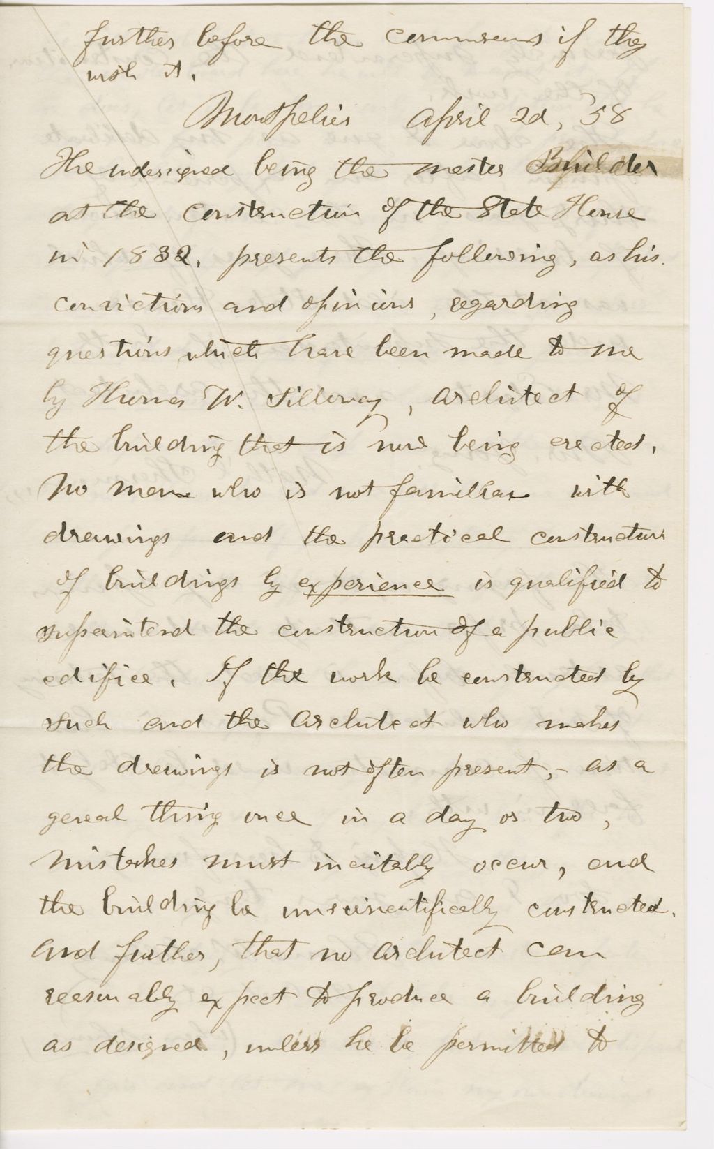 Miniature of Letter from THOMAS WILLIAM SILLOWAY to GEORGE PERKINS MARSH, dated April 2, 1858.