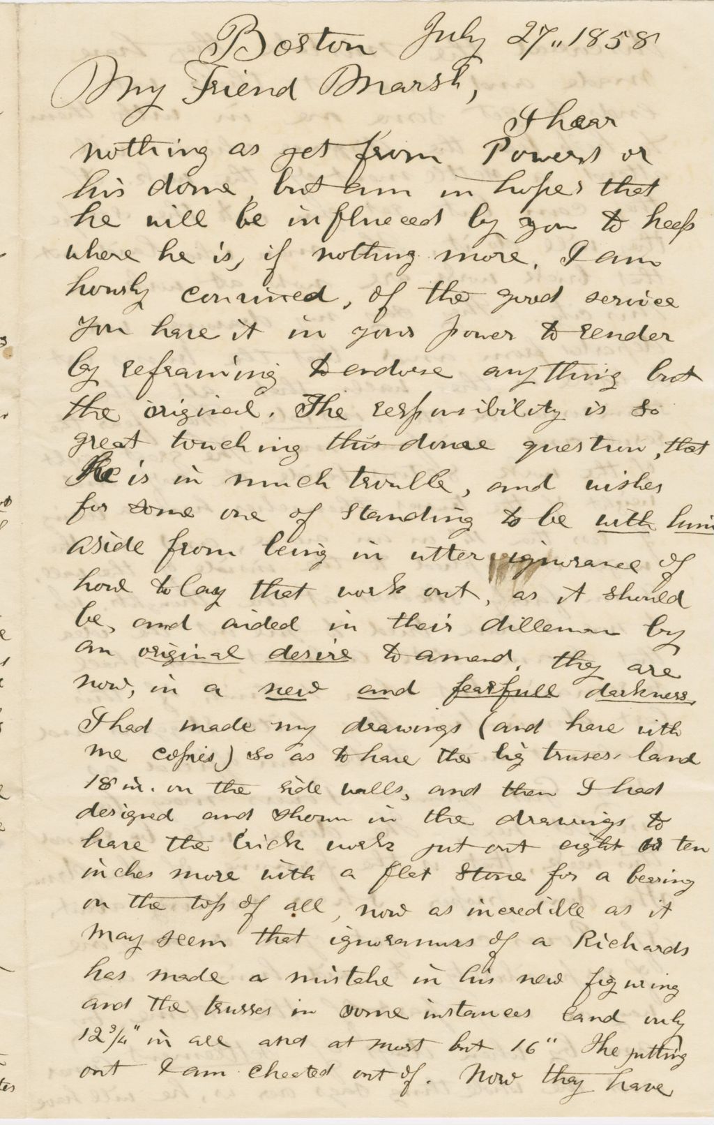 Miniature of Letter from THOMAS WILLIAM SILLOWAY to GEORGE PERKINS MARSH, dated July 27, 1858.