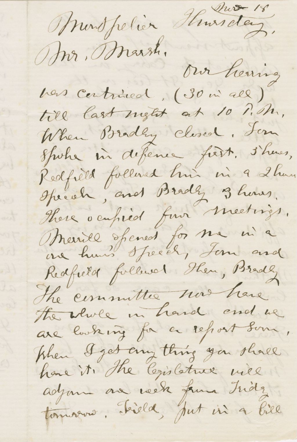 Miniature of Letter from THOMAS WILLIAM SILLOWAY to GEORGE PERKINS MARSH, dated November 18, 1858.