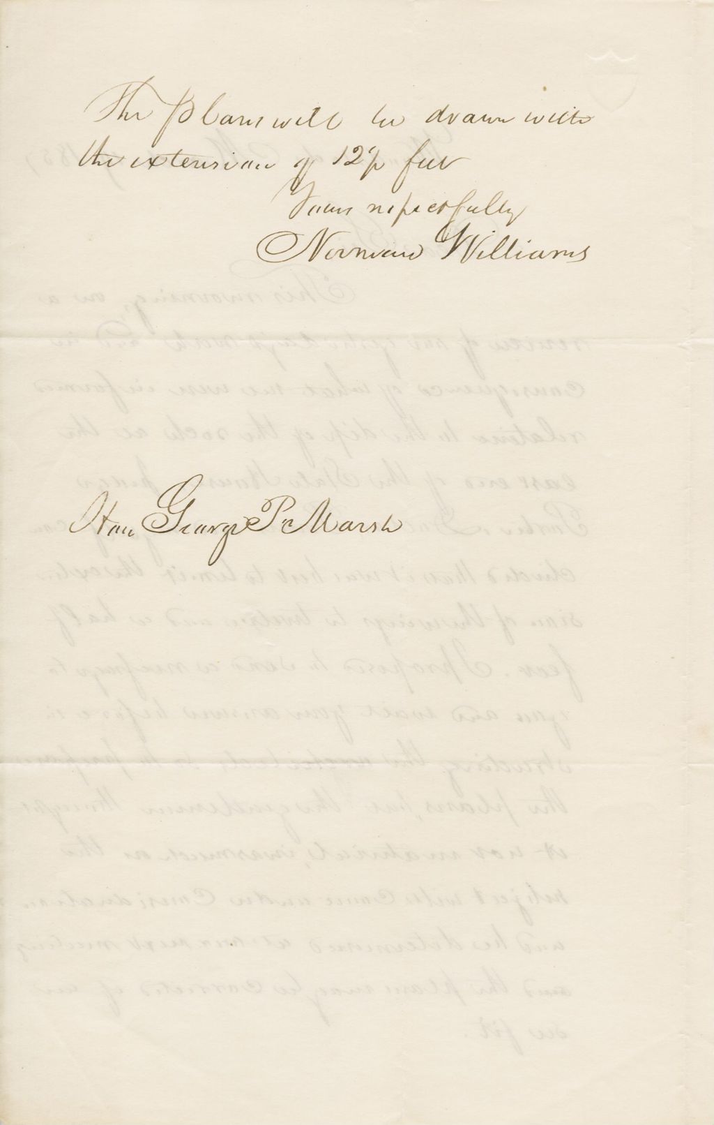 Miniature of Letter from NORMAN WILLIAMS to GEORGE PERKINS MARSH, dated March 19, 1857.