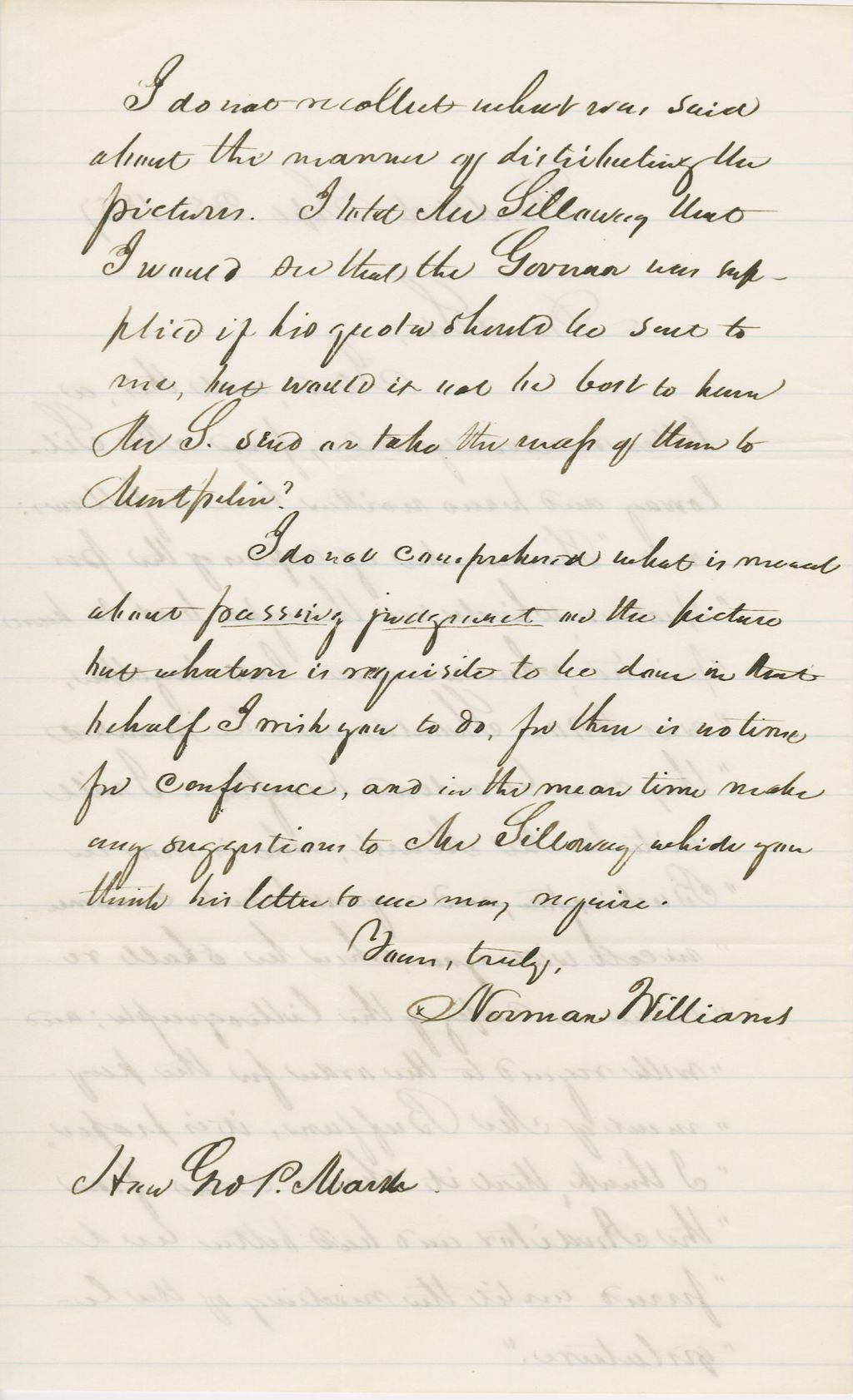 Miniature of Letter from NORMAN WILLIAMS to GEORGE PERKINS MARSH, dated September 25, 1857.