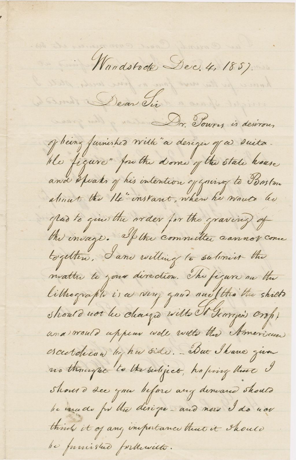 Miniature of Letter from NORMAN WILLIAMS to GEORGE PERKINS MARSH, dated December 4, 1857.