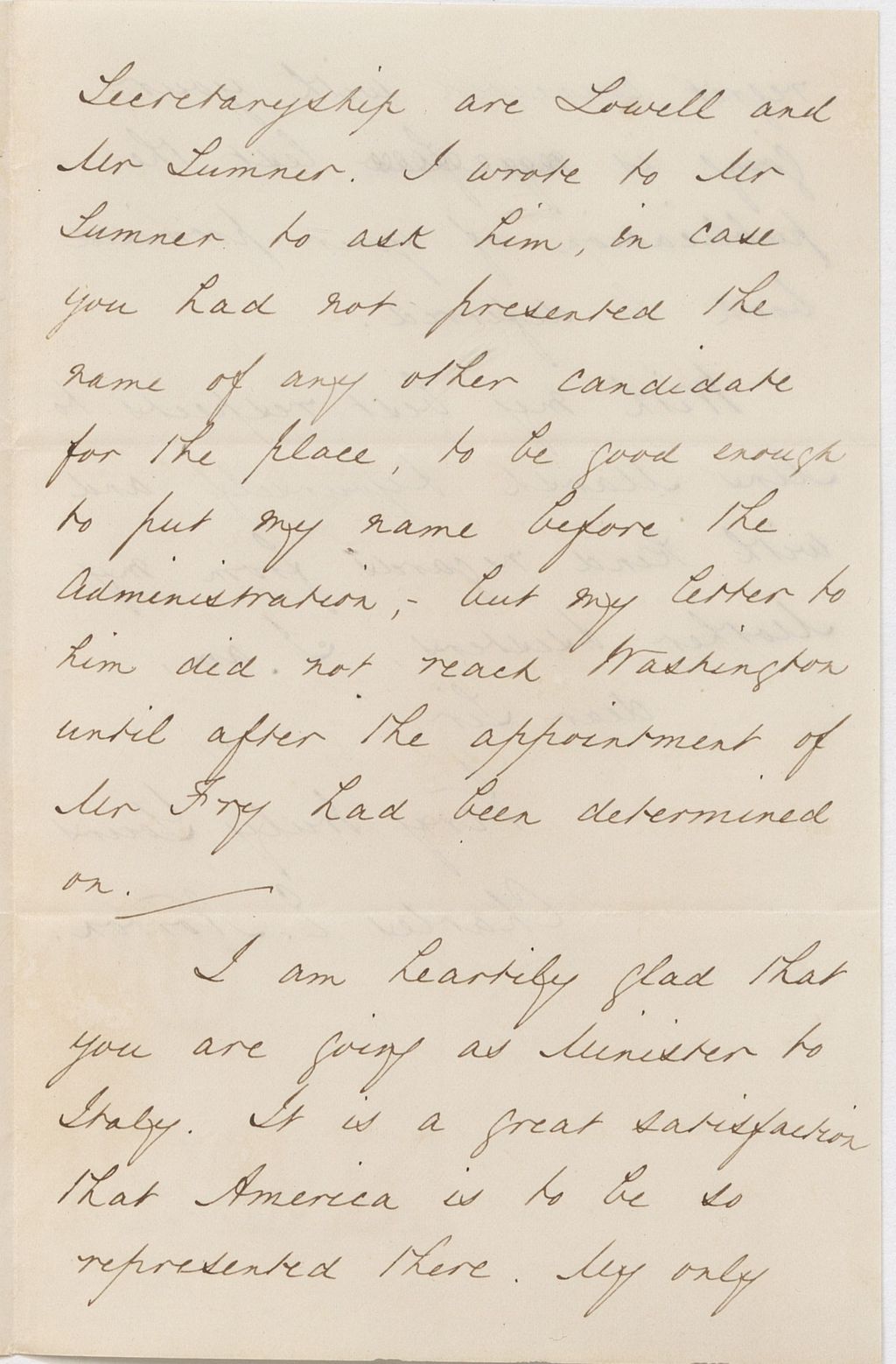 Miniature of Letter from CHARLES ELIOT NORTON to GEORGE PERKINS MARSH, dated March 26, 1861.