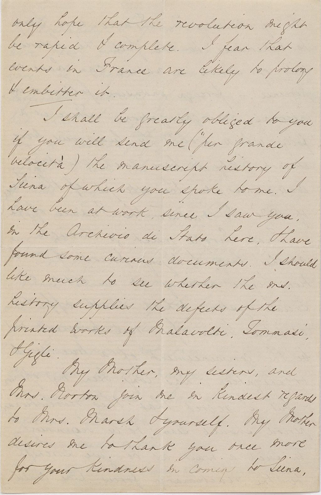 Miniature of Letter from CHARLES ELIOT NORTON to GEORGE PERKINS MARSH, dated September 6, 1870.