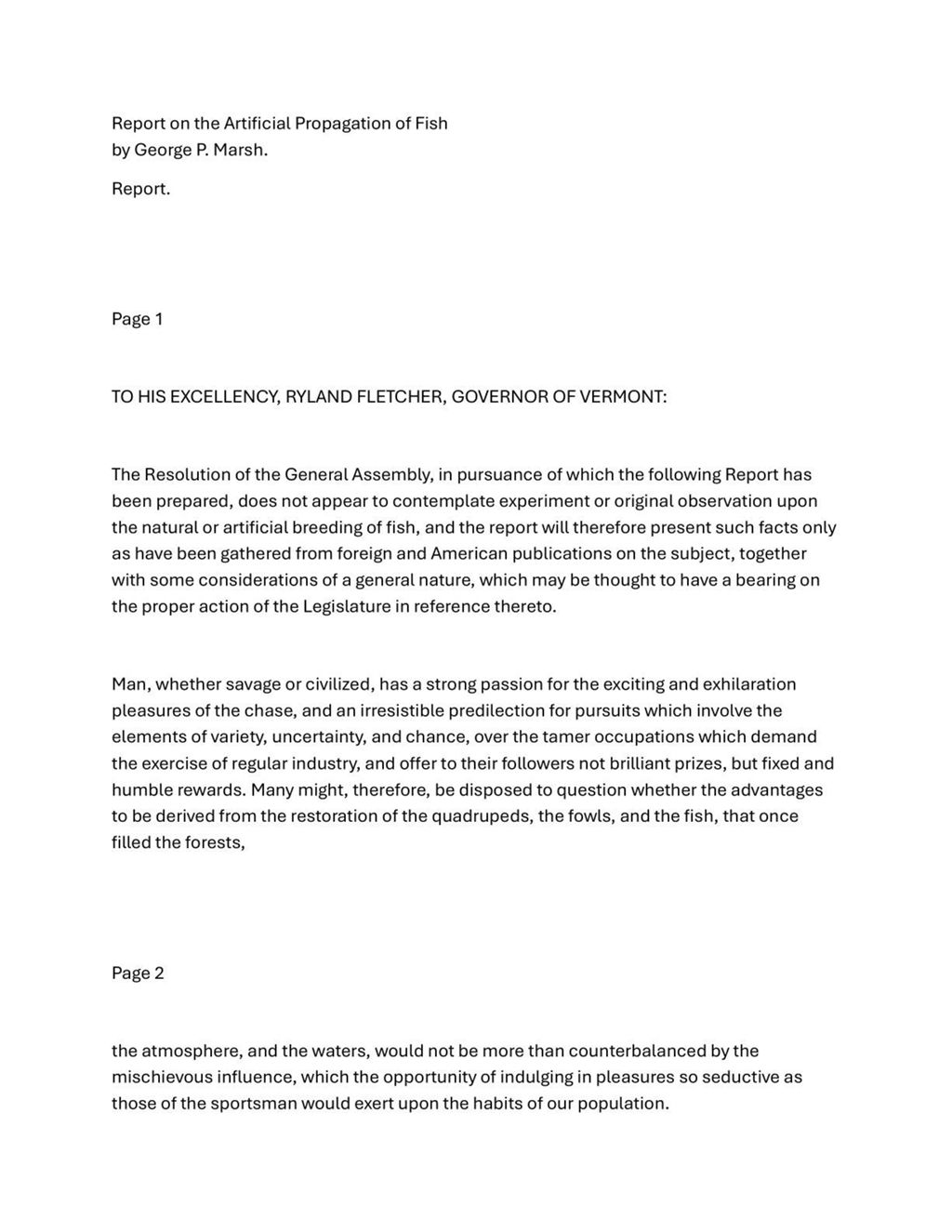 Miniature of Report on the Artificial Propagation of Fish