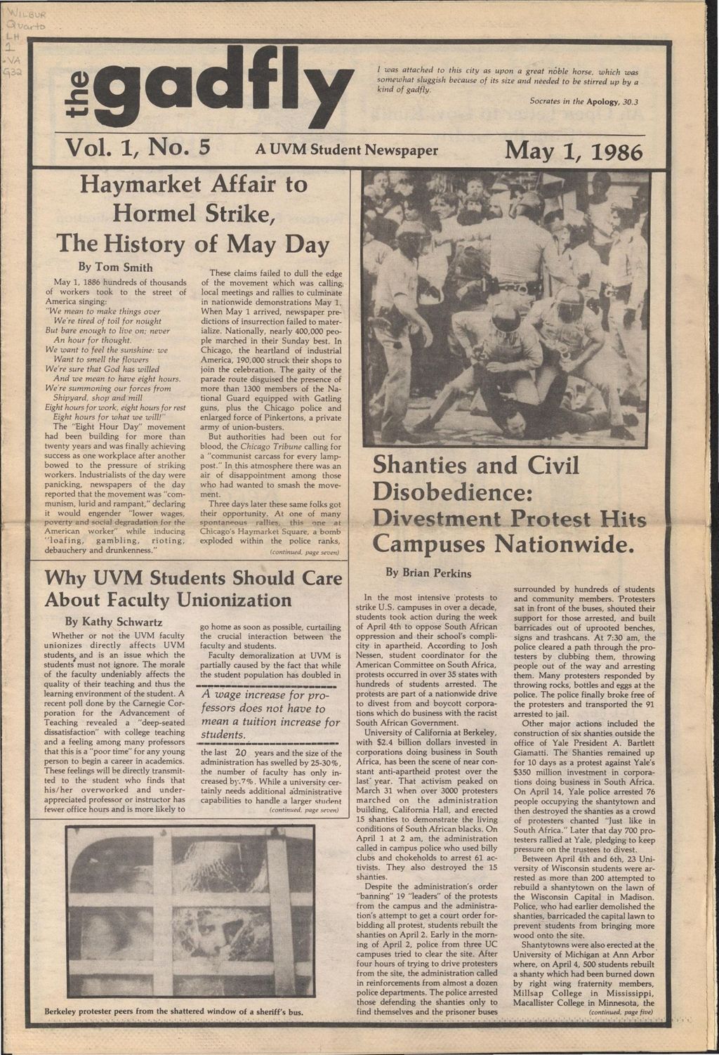 Miniature of The Gadfly : a UVM student newspaper, vol. 01, n. 05