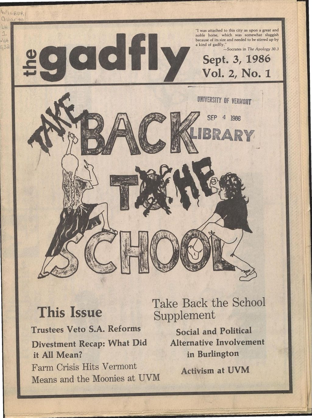 Miniature of The Gadfly : a UVM student newspaper, vol. 02, n. 01