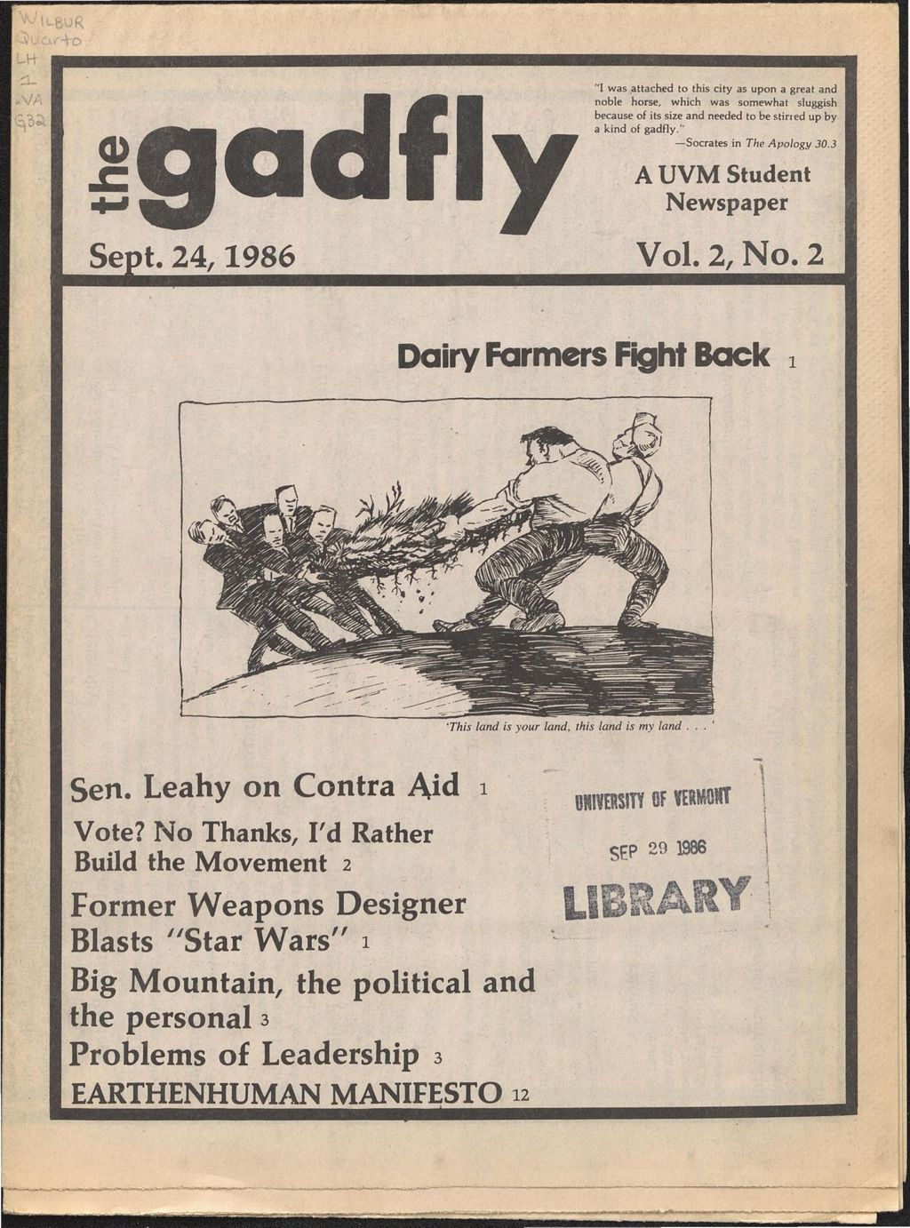 Miniature of The Gadfly : a UVM student newspaper, vol. 02, n. 02