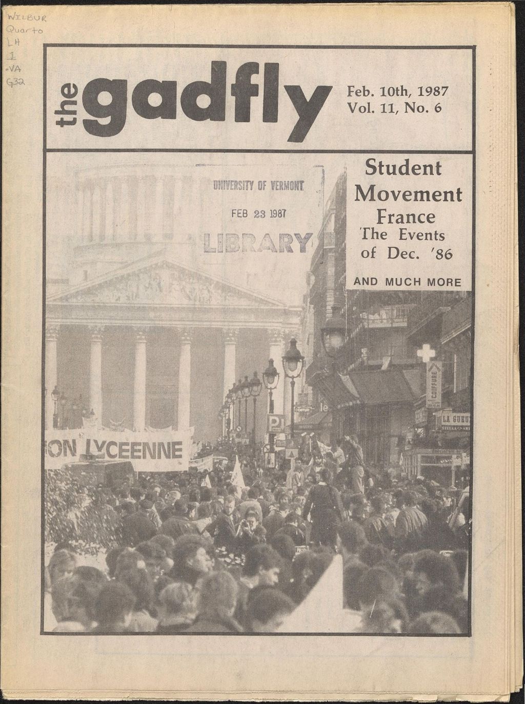 Miniature of The Gadfly : a UVM student newspaper, vol. 02, n. 06