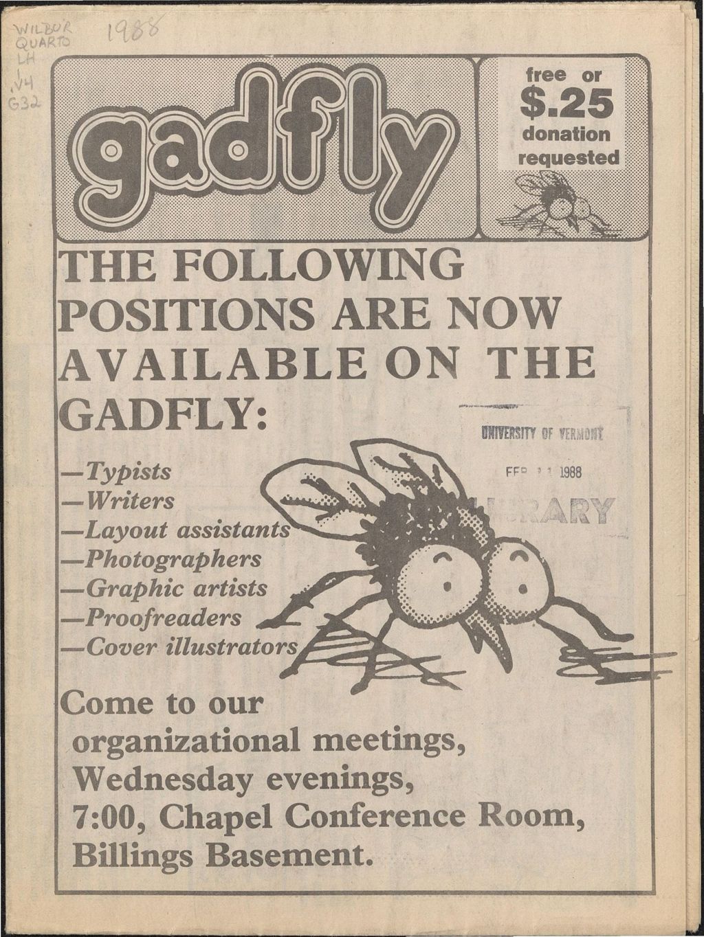 Miniature of The Gadfly : a UVM student newspaper, vol. 03, n. 05