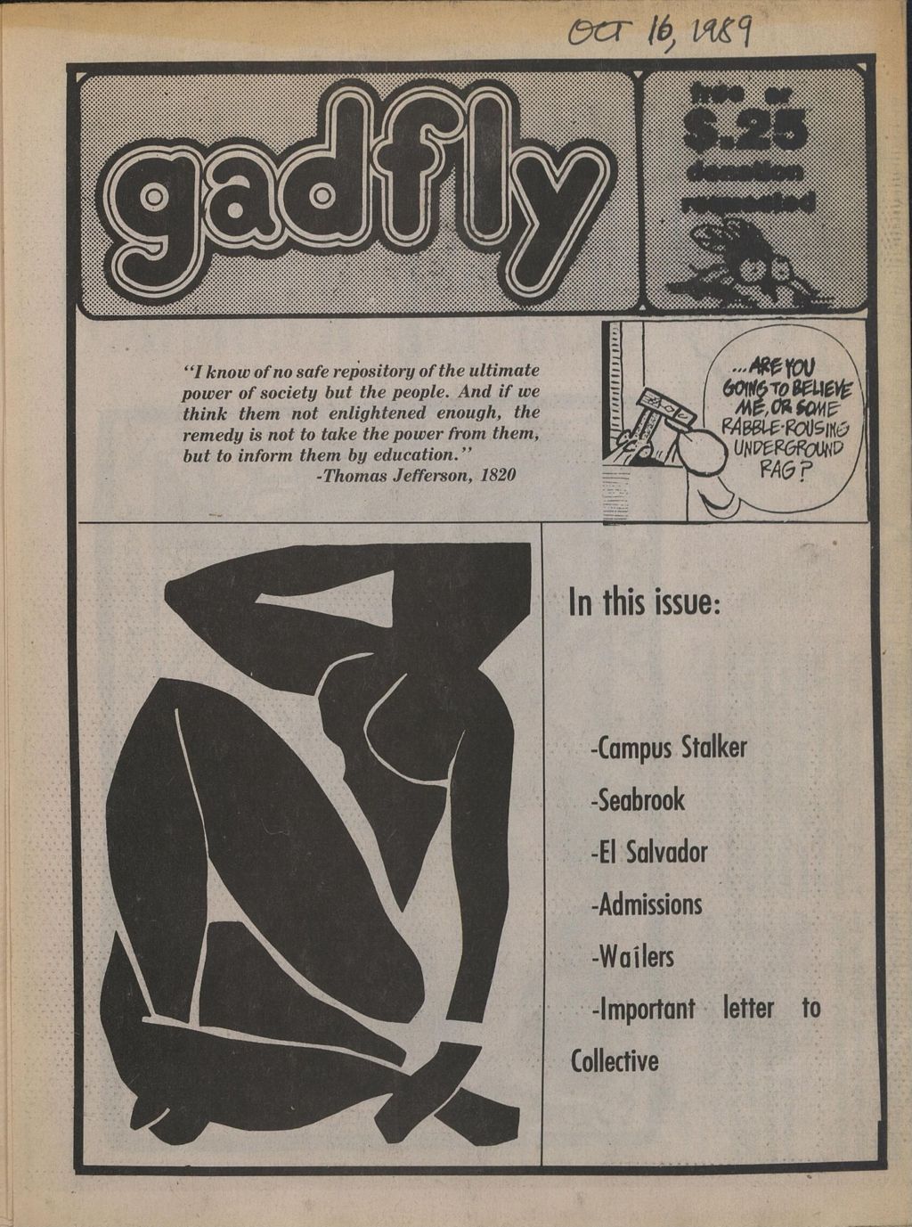 Miniature of The Gadfly : a UVM student newspaper, vol. 05, n. 02