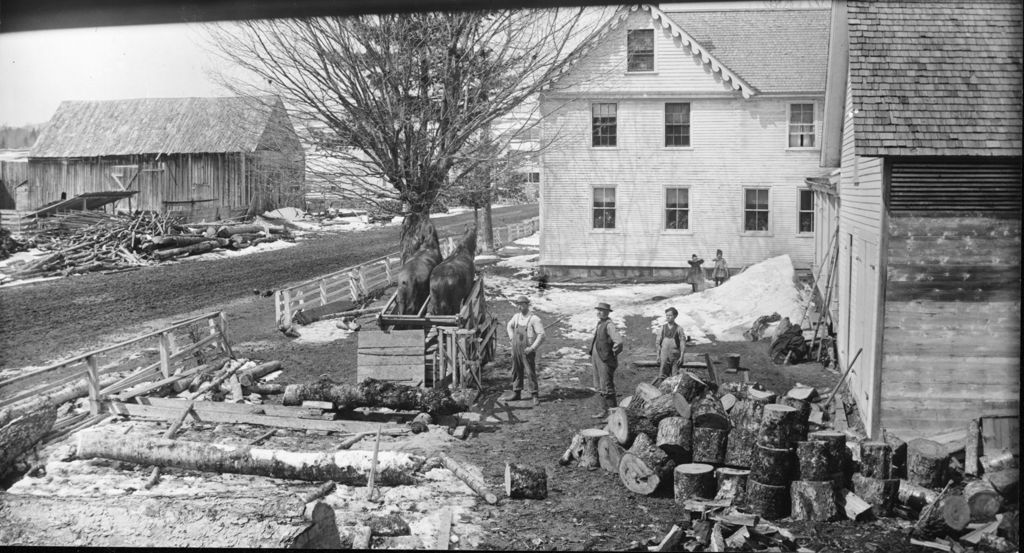 Miniature of Sawing wood with a drag-saw using horse power in North Danville