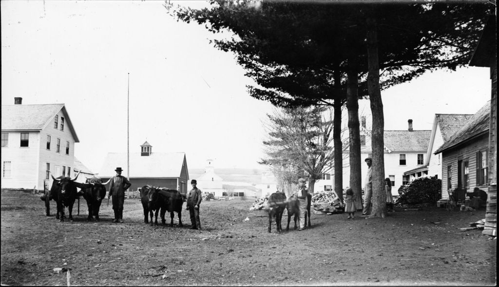 Miniature of Village view with three teams of oxen