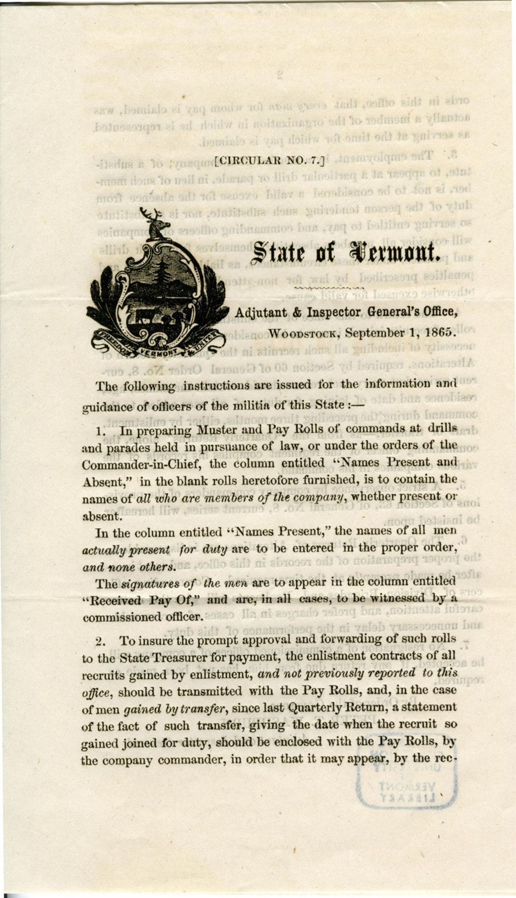 Miniature of The following instructions are issued for the information and guidance of officers of the militia of this State