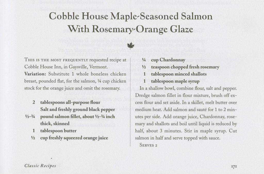 Miniature of Cobble house maple-seasoned salmon with rosemary-orange glaze