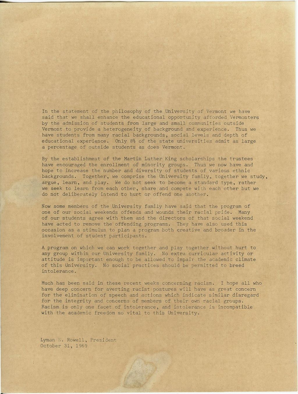 Miniature of Statement by President Rowell