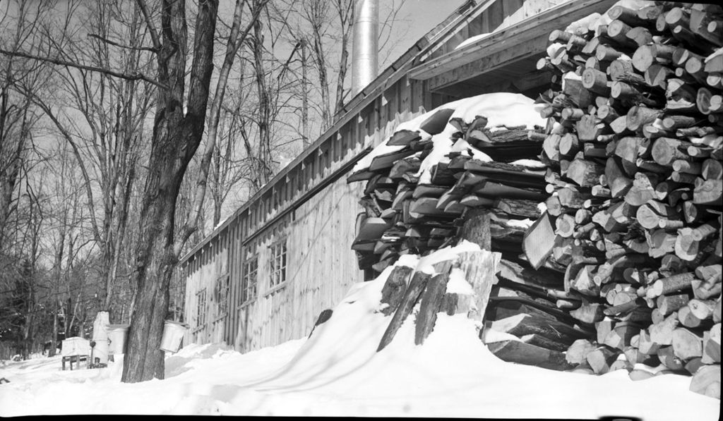 Miniature of Woodpile, used to fuel the evaporator, outside sugar house