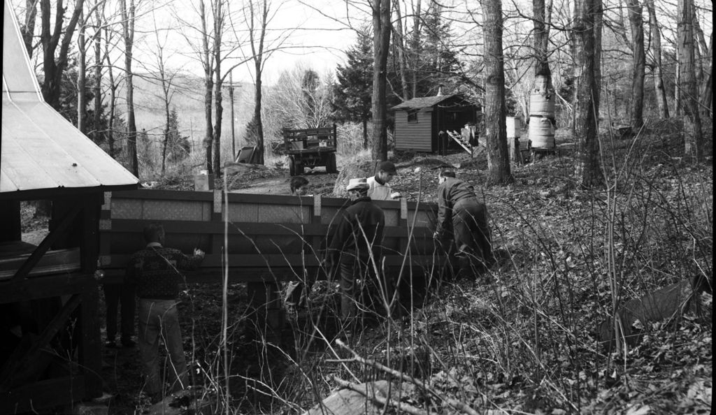 Miniature of Workers setting up an experiment in the sugar bush