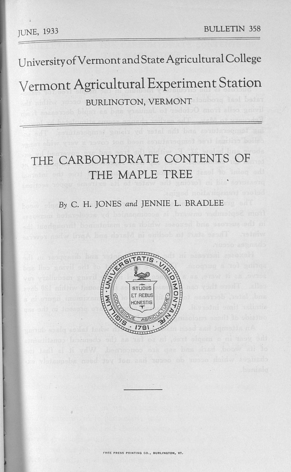 Miniature of The carbohydrate contents of the maple tree