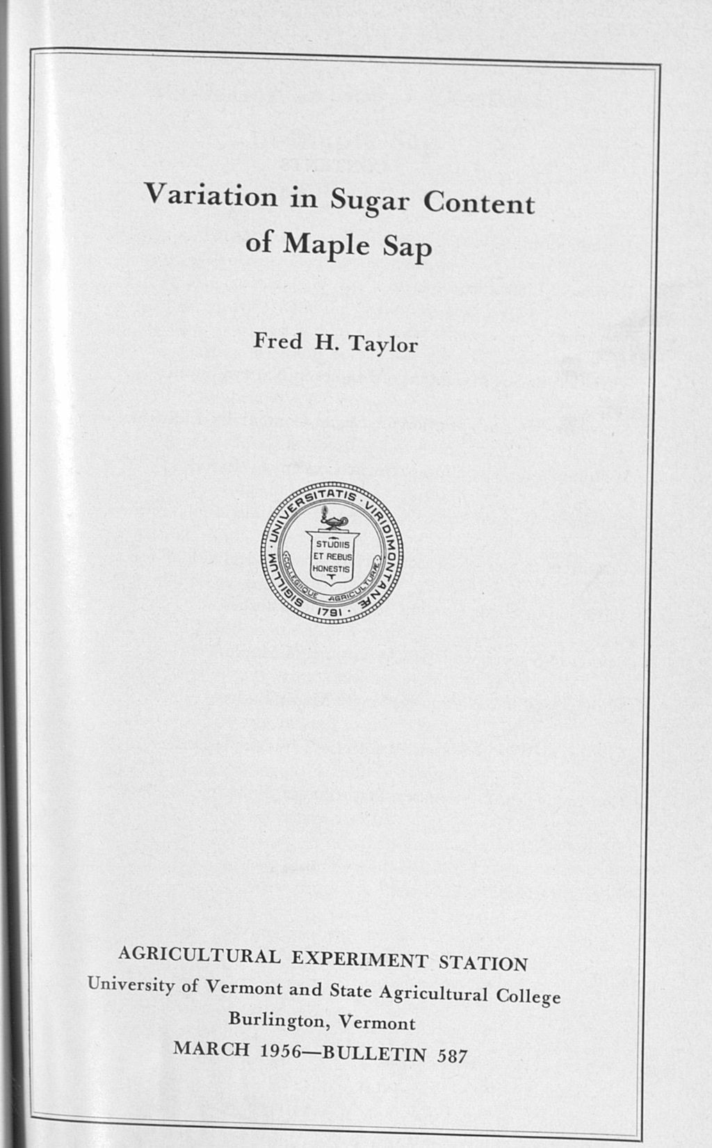 Miniature of Variation in sugar content of maple sap