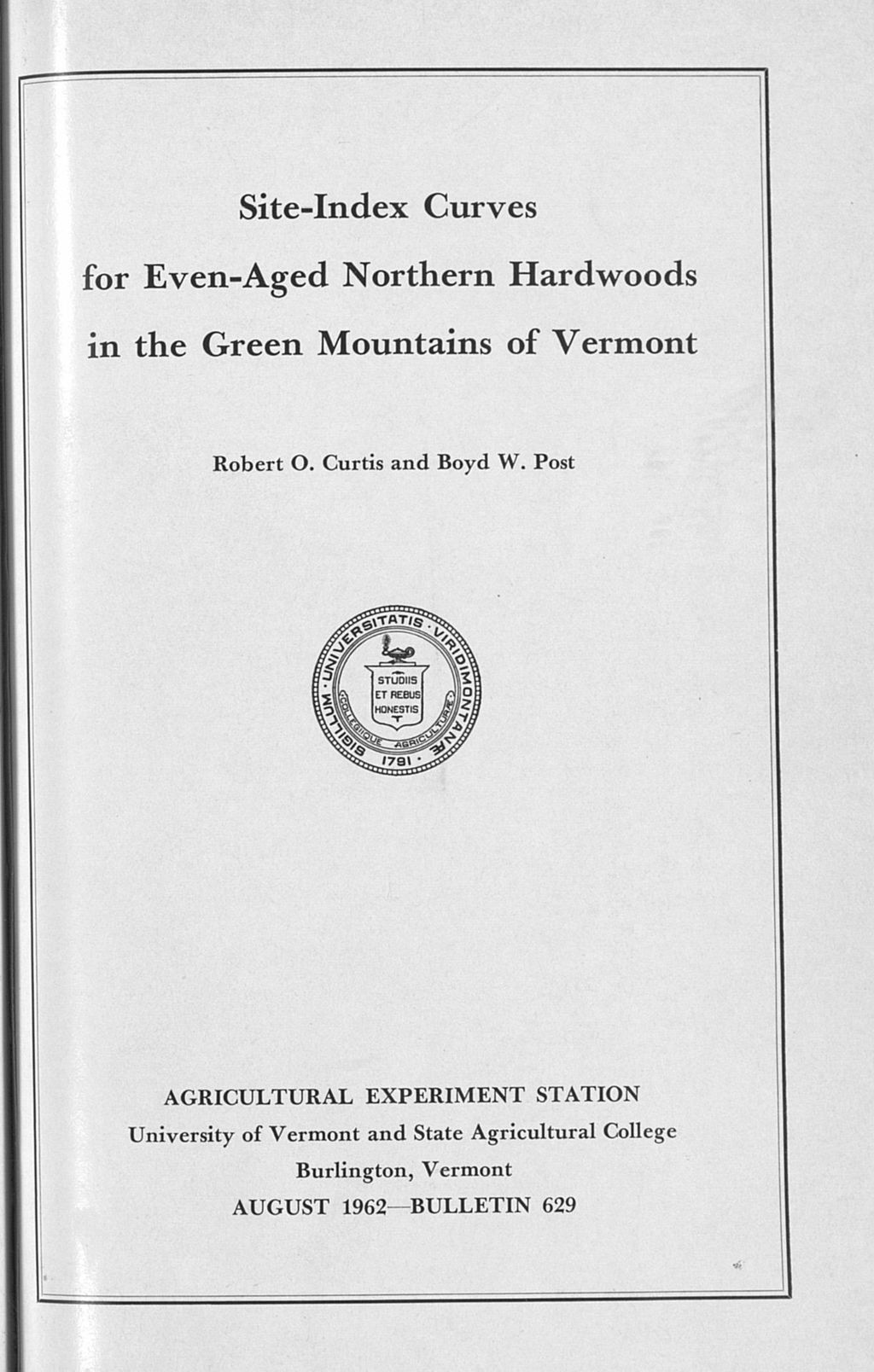 Miniature of Site-index curves for even-aged northern hardwoods in the Green Mountains of Vermont