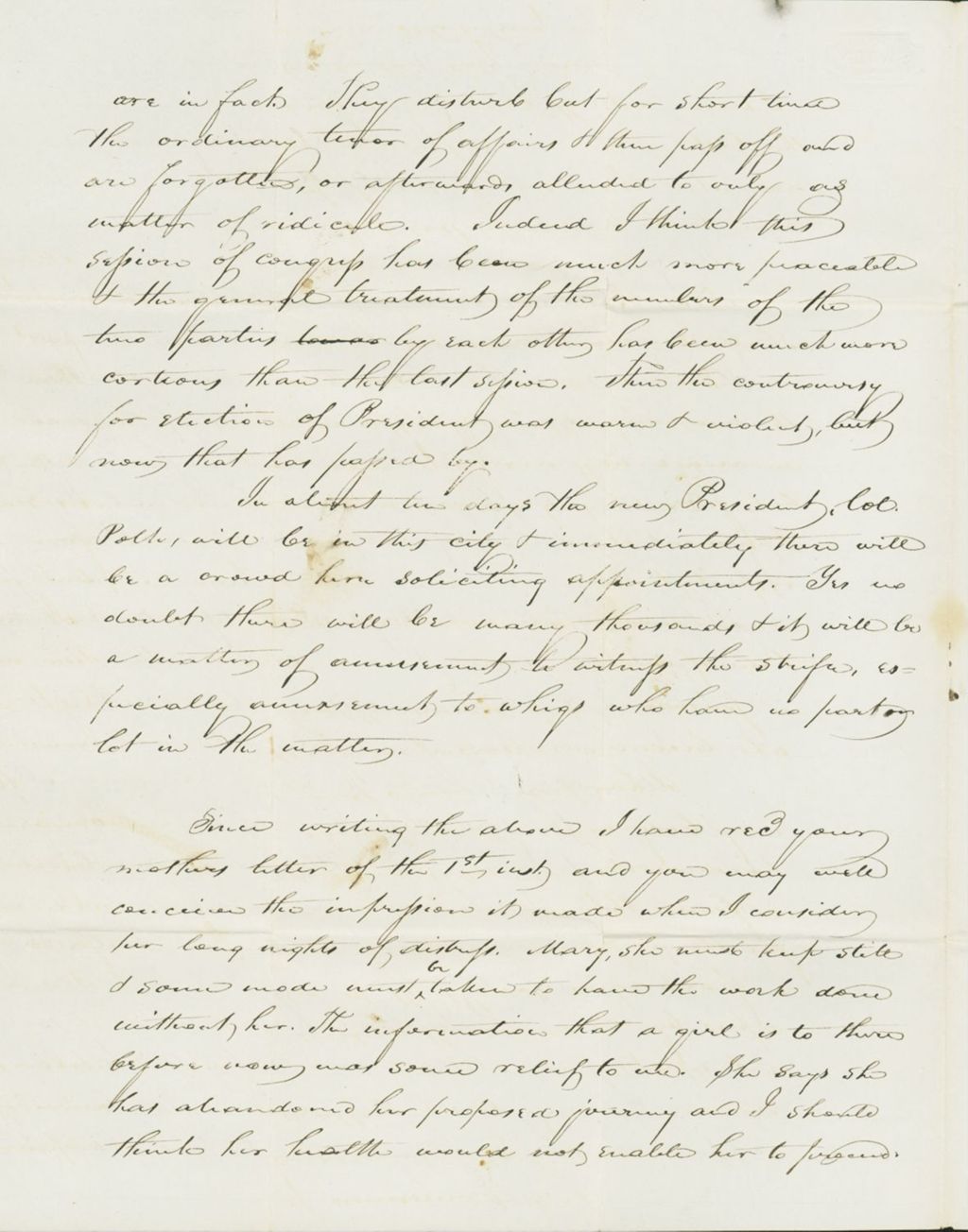 Miniature of Letter to Mary Collamer, February 10, 1845