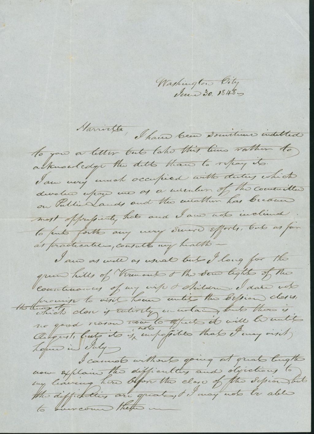 Miniature of Letter to Harriet Johnson, June 20, 1848