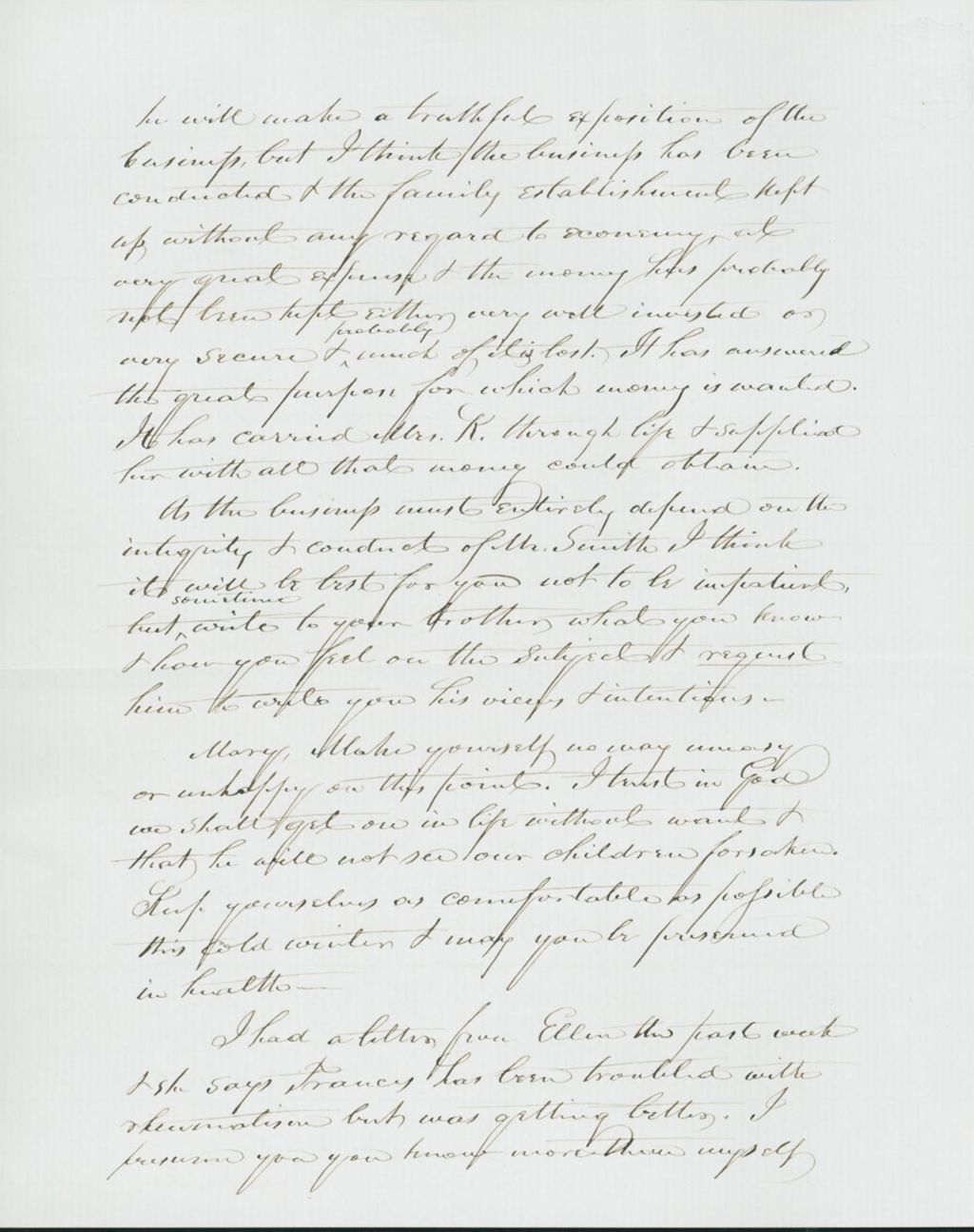 Miniature of Letter to Mary N. Collamer, February 3, 1856