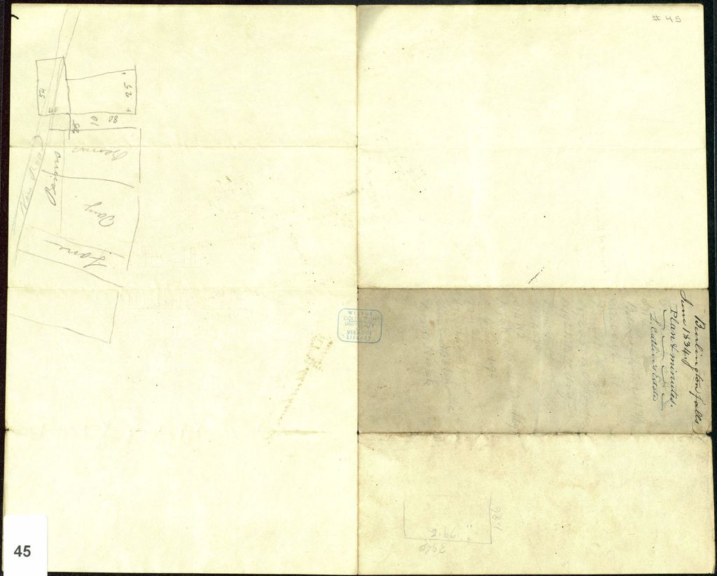 Miniature of Burlington Falls L. Catlin's estate, June 1834