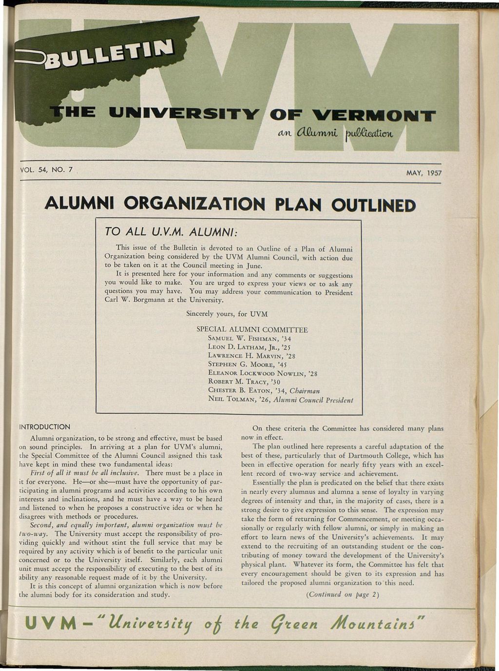 Miniature of Bulletin of the University of Vermont vol. 54 no. 07