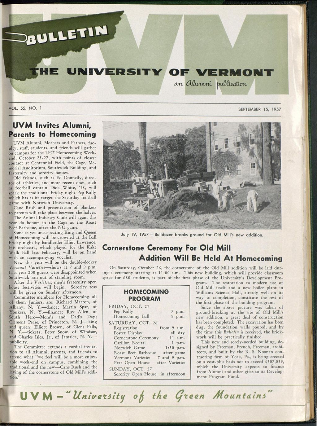 Miniature of Bulletin of the University of Vermont vol. 55 no. 01