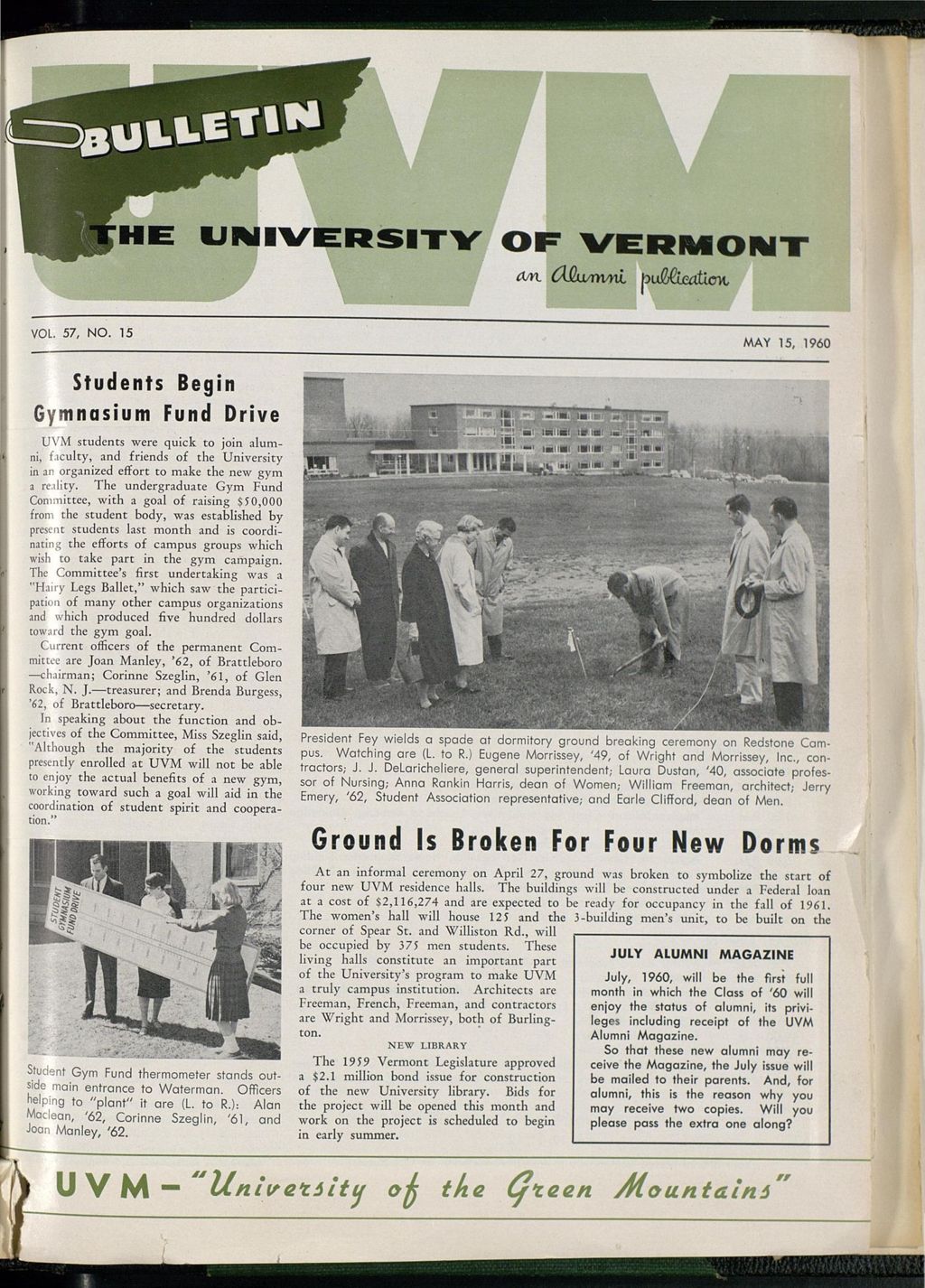 Miniature of Bulletin of the University of Vermont vol. 57 no. 15