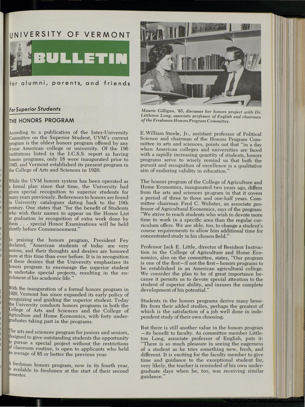 Miniature of Bulletin of the University of Vermont vol. 59 no. 12