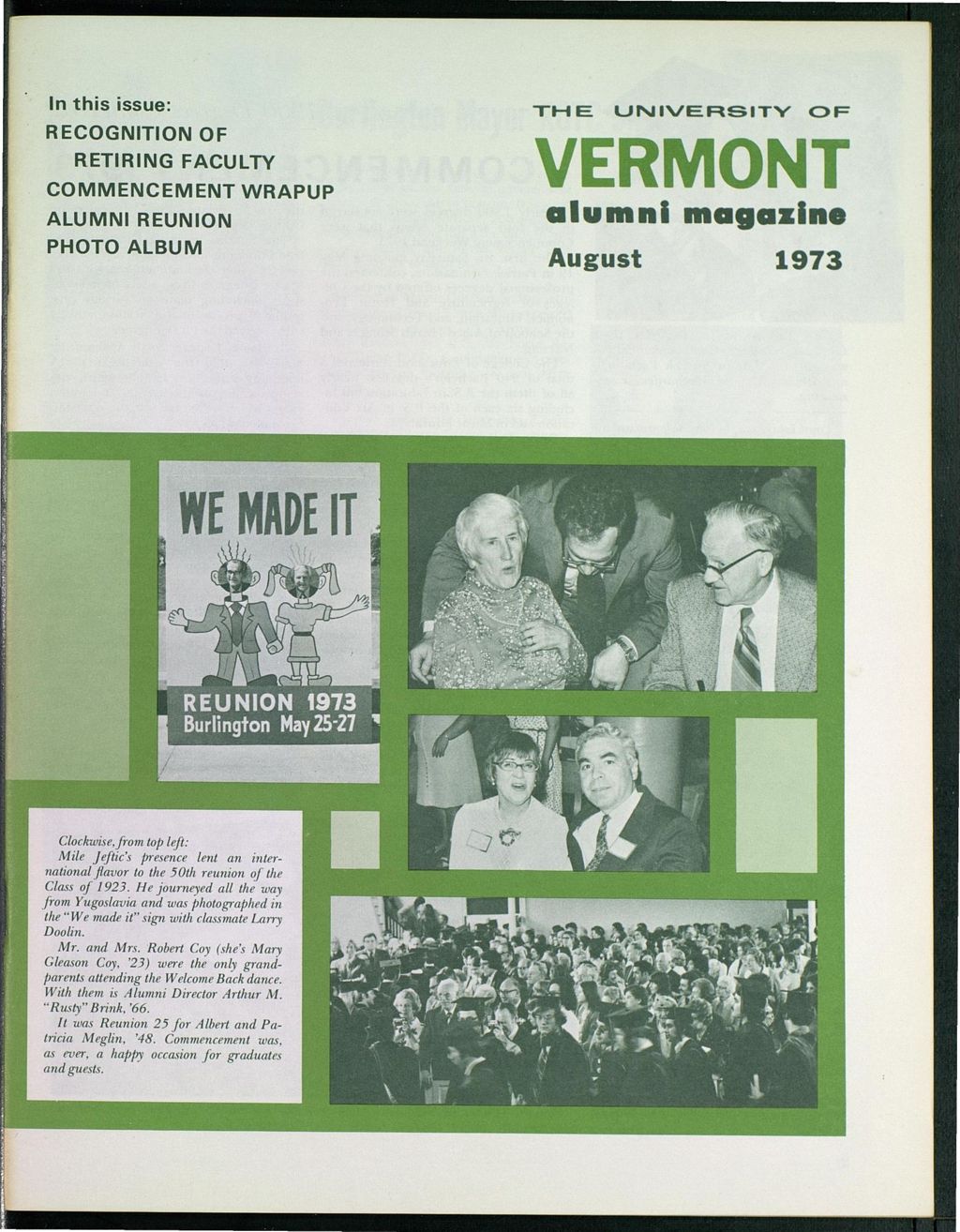 Miniature of The University of Vermont Alumni Magazine vol. 54 no. 01