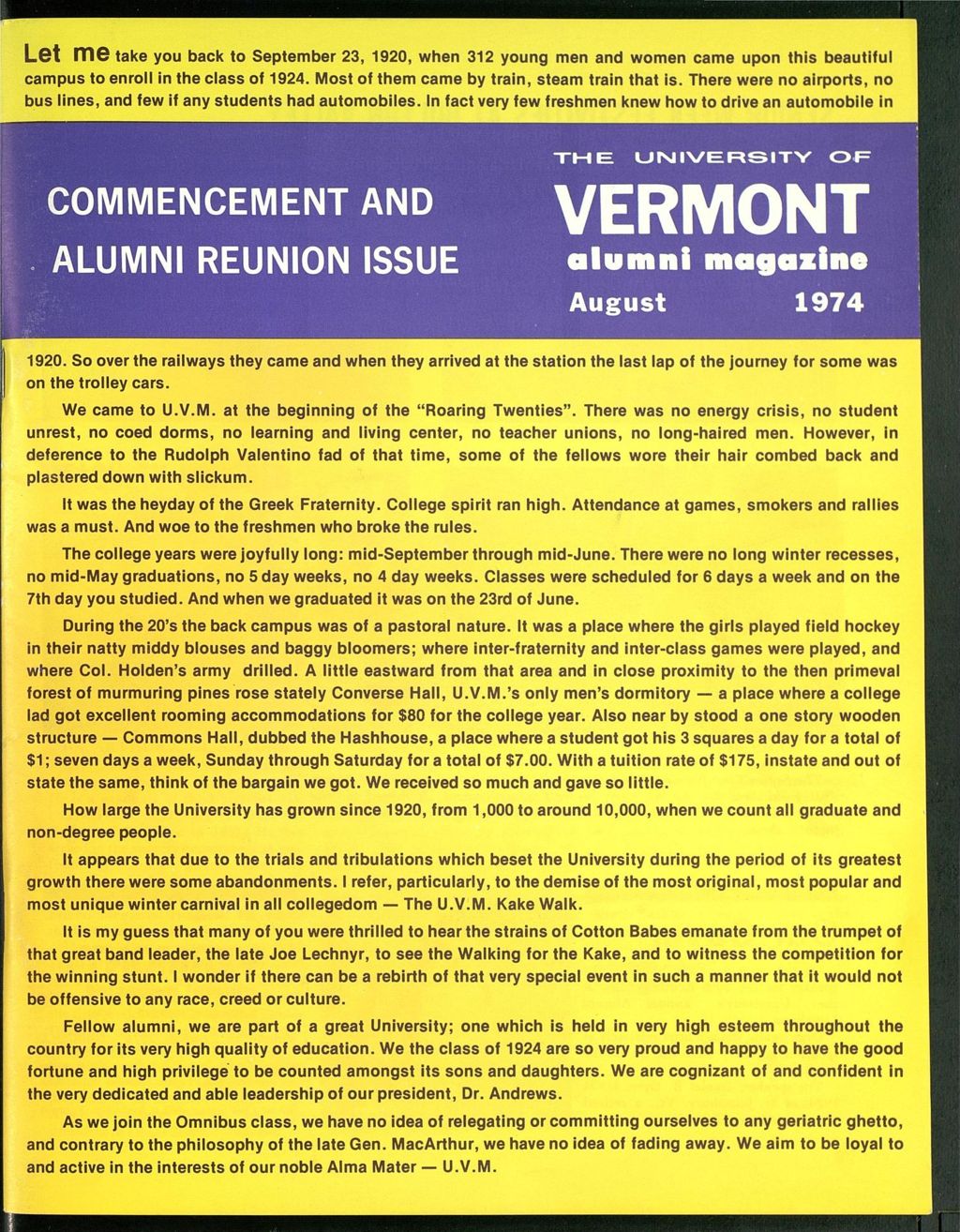 Miniature of The University of Vermont Alumni Magazine vol. 55 no. 01