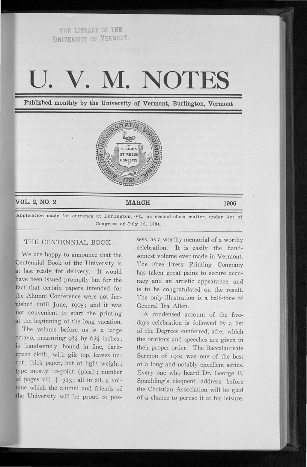 Miniature of U.V.M. Notes vol. 02 no. 02